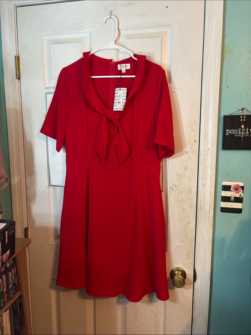 Women’s Red Tie-Neck Mini Dress Size XL